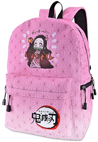 Roffatide Anime Demon Slayer Rucksack Kamado Nezuko Rosa Farbverlauf Schultasche Mädchen Laptop Rucksack