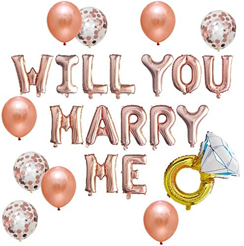Ballon-Set mit Aufschrift Will You Marry Me, Rotgold, 12 Stück, Ballon-Antragsdekorationen für Babyparty, Hochzeit, Geburtstag, Mädchen, Party, Hintergrunddekorationen