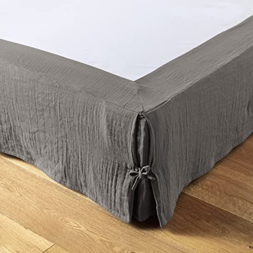 Cache-sommier Gaze de Coton 90 x 190 cm Gaia Anthracite