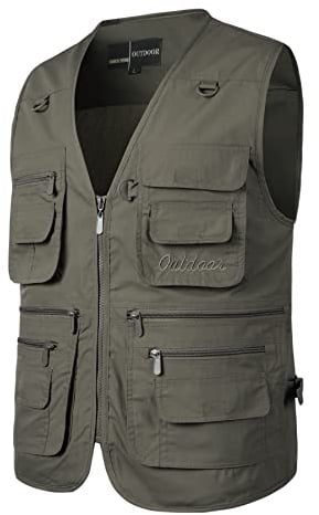 Yukirtiq Uomo All'aperto Gilet da Pesca Traspirante Asciugatura Rapida Gilet da Lavoro Reporter Caccia Fotografi Outdoor Vest Safari Giacche Gilet con Multitasche