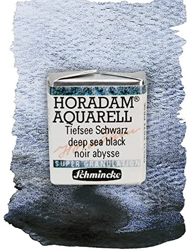Schmincke – HORADAM® AQUARELL, Super Granulation, 14 955 044 Tiefsee Schwarz, 1/2 Näpfchen, sehr stark granulierende Farbtöne, feinste, supergranulierende Aquarellfarben