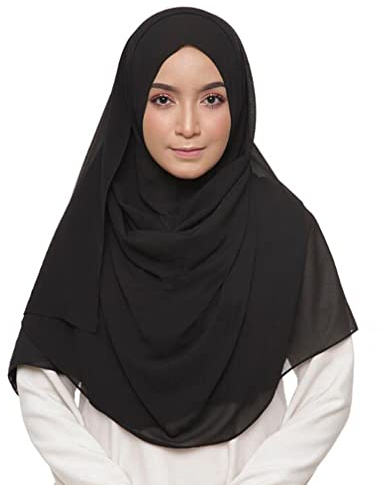 KAVINGKALY Hijab Kopftuch Damen Muslimisch Seidenweiche Chiffon Hijab Moderne Islamische Chiffon Kopftücher für Damen Türkische Premium Qualität Damen Tuch Schal(Black)