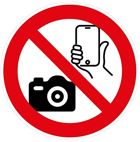 Aufkleber Verbotszeichen „Fotografieren mit Handy/Kamera verboten“ Datenschutz Hinweis Folie ähnl. ISO 7010 | Ø 5-30 cm Made in Germany, Größe: Ø10 cm