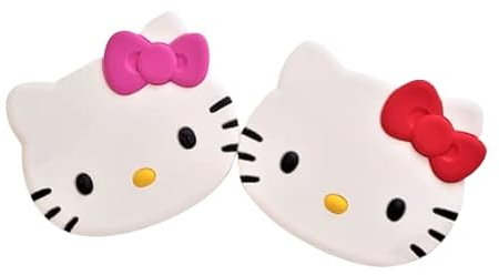 ATROFY HelloKittyFriends Sanrio Hello Kitty gestanzter kompakter Reise-Tischhalterung, handlicher Spiegel, 1 Stück, Rosa oder Rot