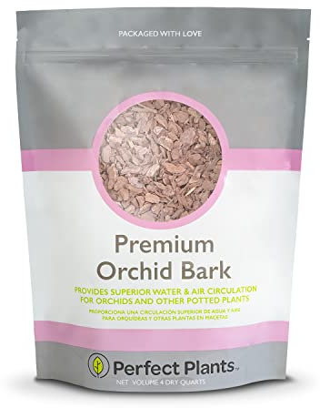 Perfect Plants Premium Orchideenrinde 4qt. | Mulchmischung für epiphytische Pflanzen | Basis für Orchideen-Blumenerde Substrat