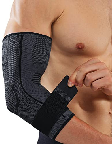 SOLO ACTFIT Codera Transpirable Velcro Codera Ajustable Compresión Brazo Codera Epicondilitis para Tendinitis Golf Tenis Levantamiento de pesas (negro*único, L/XL)