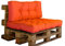 deco arts Palettenkissen, 2 Stück, für Gartenmöbel, gepolstertes Kissen, weich, Öko-Tex-zertifiziert, wasserabweisende Behandlung, 120 x 80 cm, 9 kg, Orange