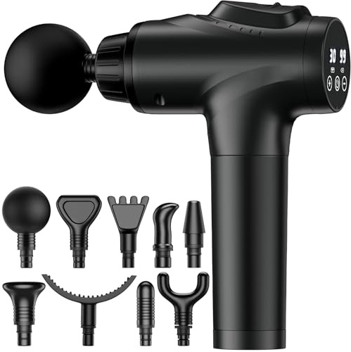 APHERMA Massage Gun, Muscle Massage Gun for Athletes Handheld Electric Deep Tissue Back Massager, Percussion Massage Device for Pain Relief with 30 Speed Levels 9 Heads Black