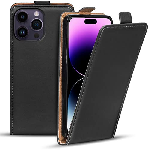 Verco Flip Cover für iPhone 14 Pro Max Case, Flipstyle Schutzhülle für iPhone 14 Pro Max Hülle Tasche vertikal klappbare Handyhülle, Schwarz
