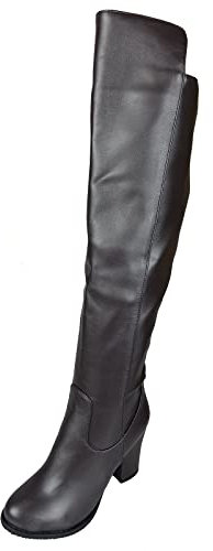 Joliss Donna Tacco A Blocco Moda Sopra Il Ginocchio Boots Donna Zip Punta Rotonda Stivali Alti Tacco Medio Stivali Lungo Marrone Numero 43 EU/45Cn