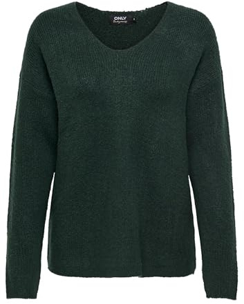 ONLY Damen ONLCAMILLA V-Neck L/S Strickpullover KNT 15204588, Scarab/Detail:melange ,L