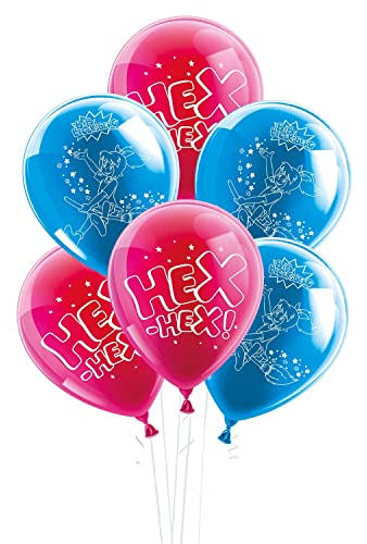 Party Factory `Bibi Blocksberg´ Set aus 10 pinken und blauen Latexballons, Ø25cm, verschiedene Druckmotive, für Luft oder Helium
