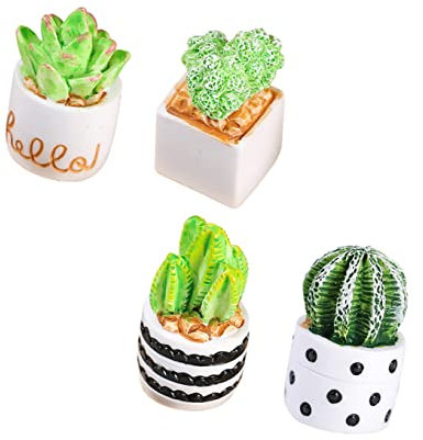 jojofuny Mini Cactus Artificiales Maceta 4 Piezas Tamaño Pequeño Materiales Resistentes Decoración para Interior Oficina Mesa Conjunto De Bonsái Artificial