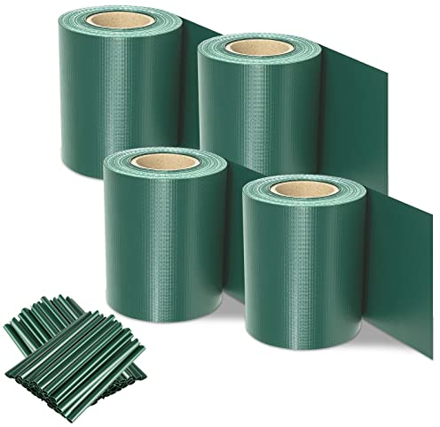 Yakimz PVC Sichtschutzstreifen für Doppelstabmatten, PVC Sichtschutzfolie Sichtschutz Garten 200 Meter mit 160 Clips, Sichtschutz zaun Wetterfest blickdicht, Zaunfolie 450g/m², Grün