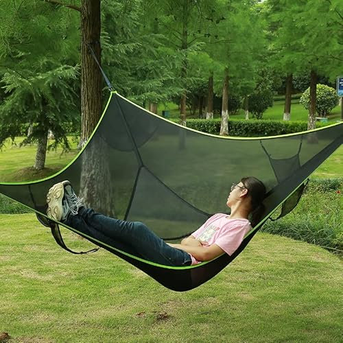 Outdoor Hängematte Erwachsene Menschen Camping Luft Schwarz Dreieck Mesh Elastische Hängematte Tragbar Faltbar 280 * 280 * 280 cm