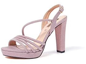 QUEEN HELENA Sandali Eleganti con Tacco Alto Aperti Donna S2804 (Rosa, Numeric_37)