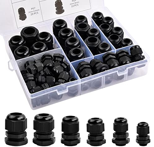 Laughhe 50 Pezzi Pressacavi Connettori Impermeabile IP68, 3-16mm Giunti Passacavi in Nylon Regolabili Connettori Pressacavi Elettrici PG7/9/11/13.5/16/19 Passacavo con Controdado per Cavi Giardino
