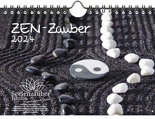 ZEN - Zauber DIN A5 Wandkalender für 2024 Feng Shui Yoga Entspannung - Geschenkset Inhalt: 1x Kalender, 1x Weihnachtskarte (insgesamt 2 Teile)