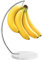 Livabber Banana Holder with Marble Base, Metal Banana Hanger Modern Tree Stand with Hook, Stylish Banana Keeper Fresh Fruit Storage Organizer Freestanding for Kitchen Countertop (Chrome, Single Hook)