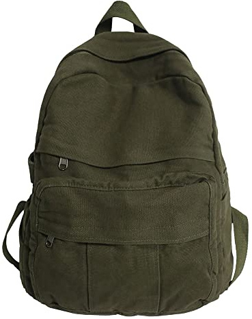 GETERUUV Canvas Backpack Aesthetic Laptop Backpack Vintage Green Backpack for Women Men Lightweight Travel Daypack
