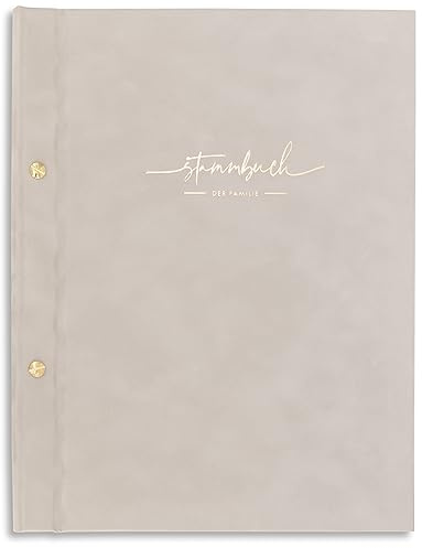A4 Stammbuch Liya helles Grau Gold Stammbuch der Familie Hochzeit Standesamt incl. 11 Prospekthüllen