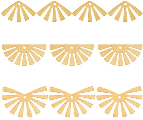BENECREAT 60 Stück Rohmessing Halbkreisform Charms 3 Stil Fächer Ohrringe Halskette Charms Messing Halbrunde Charms Geometrische Komponenten Für DIY Schmuck Handwerk Herstellung