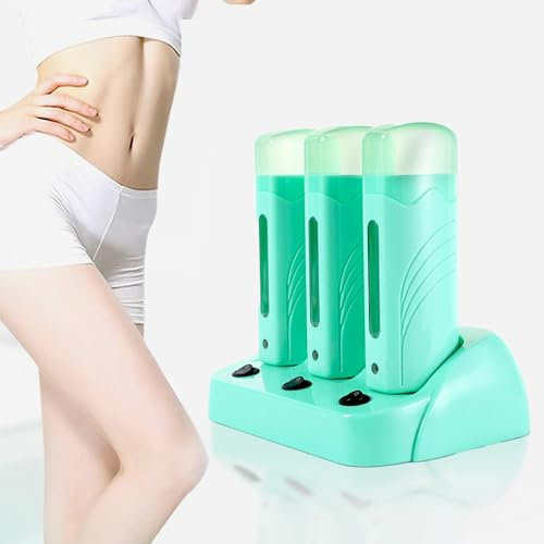 HURRISE 3 in 1 Waxing Set Professionell,Tragbarer Roll-on-Wachswärmer mit 3 Roller,Wachserhitzer für Damen,Wax Maschine Enthaarung für Haarentfernung Perlen,Heißwachsgerät