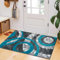 B&B Door Mat Durable Non Slip and Machine Washable Rug Floor Mat - Modern Circle Design Hand Carved Dense Pile Shaggy Rug - 50 x 80 cm, Teal