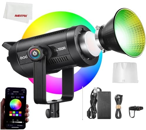 Godox SL150R RGB LED Video Light,150W Full Color LED Light CRI 95 TLCI 96 Low Noise Heat Dissipation 14 Fx Effects Multiple,for Newborn Photography,Portrait,Interview Lighting,Video Filming.