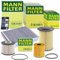 MANN-FILTER Inspektionspaket Filterset 1x Ölfilter, 1x Luftfilter, 1x Innenraumfilter (Aktivkohlefilter), 1x Kraftstofffilter, Kompatibel mit FORD C-MAX Mk2, FOCUS Mk3, GRAND C-MAX, KUGA II (DM2)