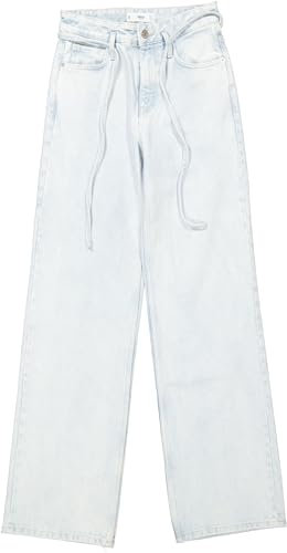 Mango Damen Jeans 'Danish' Wide Leg mit Bindegürtel, hellblau (DE/NL/SE/PL, Numerisch, 38, Regular, Regular, hellblau)