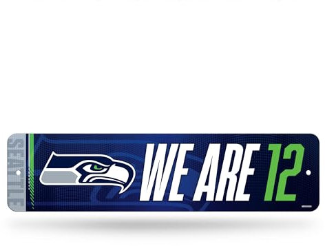 Rico Industries NFL Football Seattle Seahawks Metall-Straßenschild 10,2 x 38,1 cm, Heimdekoration – Schlafzimmer – Büro – Männerhöhle