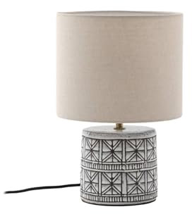 Lucande Tischlampe Thalorin (Skandinavisch) in Weiß aus Keramik (1 flammig, E27) - Textil Tischleuchte Schreibtischlampe Nachttischlampe Wohnzimmerleuchte