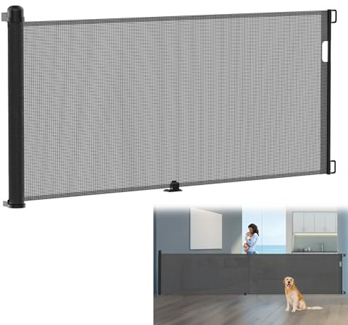 YRHome - Barrera de protección extensible de 0 a 300 cm, para bebé y mascotas, para escaleras, puertas, interior y exterior, color negro