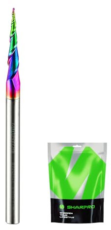 SHARPRO Carbide Tapered Ball Nose End Mill, 1/8 Shank 8° CNC Carving Router Bit 0.5mm Tip (R0.25 Radius) , Spiral 2 Flute for Wood Engraving, 3D/2D Milling, Quark Coated