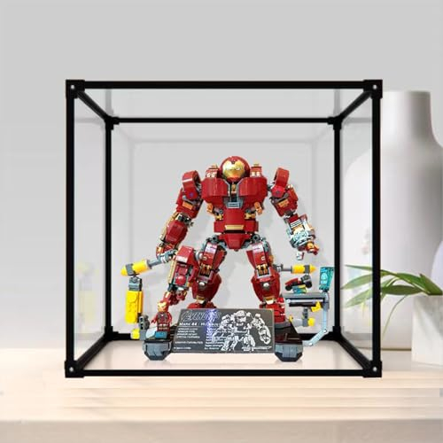 AAABOX Acryl Vitrine Groß Transparente Stapelbar Staubdicht mit Tür für Lego,40x25x40cm Vitrinenschrank Schaukasten Selbstmontage mit Rahmen aus Aluminiumlegierung für Sammlung Modellautos Figuren