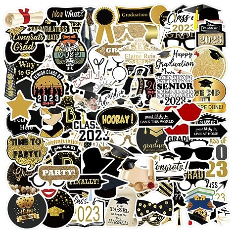 100pcs Abschlussaufkleber Skateboard Aufkleberklasse von 2023 Abschlusspraxis selbstklebender Aufkleber Label für High School College Abschlussfeier Style