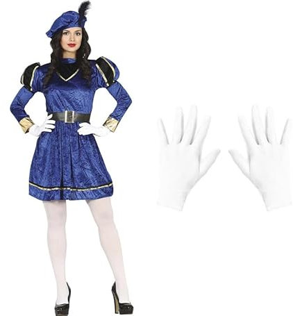 ZZ DISFRAZZES | Disfraz Paje de los Reyes Magos Mujer, Kit de Paje Azul Adulto Navidad - Disfraz Mujer con accesorios para Navidad (Talla S)