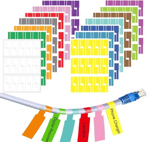 420 Pcs Cable Labels 14 Colours Cable Label Sticker Self-Adhesive Cable Markers for Laser Printer and Handwriting Cable Organize