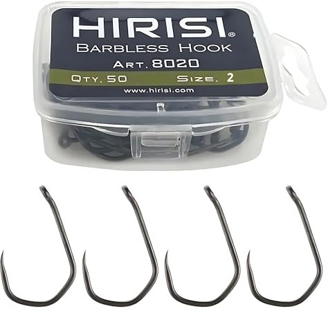 ePesca Angelhaken ohne Widerhaken, 50 Stück, Grau, Nadelspitze, Karbonstahl, #2, für Karpfen, Forelle, FISHING_HOOK