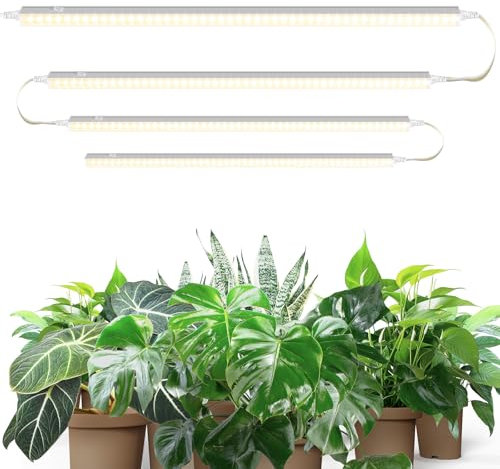 Barrina T5 2FT Grow Lights for Indoor Plants, Yellow Full Spectrum Sunlight, 40W(4 x 10W), LED Plant Lamps with On/Off Switch, Linkable, Greenhouse, Plug and Play, 4 Packs