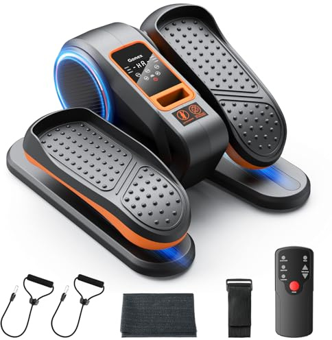 GONEX Elektrischer Ellipsentrainer für Senioren 2-IN-1 Mini Crosstrainer für Zuhause Pedaltrainer 16 Stufen Geschwindigkeiten, 12 Automatik + Manuell, Beintrainer mit Fernbedienung, Orange