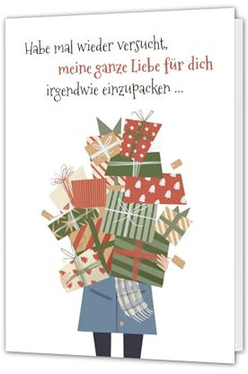 PICTALOO Weihnachtskarte – Liebe einpacken – lustige Karte Weihnachten für Frau Mann Freund Freundin, Merry Christmas Klappkarte privat, romantische Weihnachtsgrüße für mehr Zweisamkeit