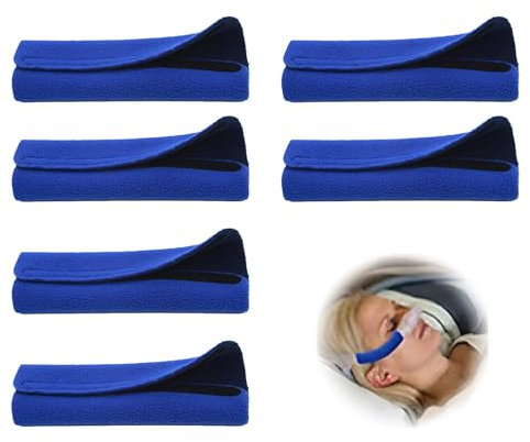 6 Pcs Pack Cpap-Gurtpolster,Cpap Nackenpolster,Cpap Gurtbezüge,Cpap Maske,Gurtbezüge Für Cpap Mit Klettverschluss,Cpap,Für Verringerung Von Wange Rote Flecken Und Einbuchtungen(Blau)
