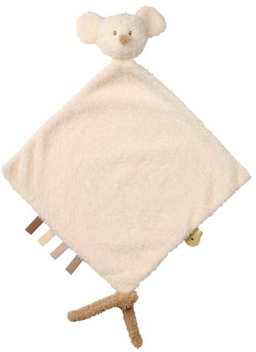 Nattou Grand Doudou Plat en Polyester, Souris, Compagnon de Route dès la Naissance, 35 x 35 cm, Teddy, Blanc
