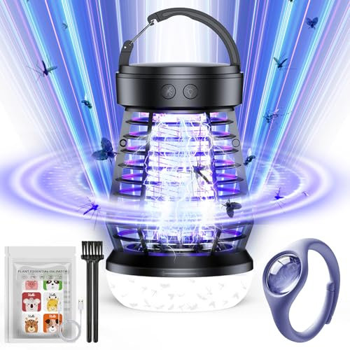 IUHFSIFS Mückenfalle 3-in-1 Insektenvernichter【6-mal effizienter – Industrie Nr.1】【Einzigartige Wellenreflexionstechnologie】 Wandmontierte Mückenlampe, Schwarz