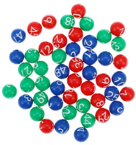 DECHOUS 49Pcs Bunte Bingo-Zahlenkugeln Mini 1 bis 49 Nummerierte Raffle-Bälle Ersatz für Erwachsene Bingo-Spiel-Zubehör Vending-Machine Lotto Tennis