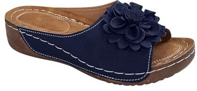 Sandales Femmes été Confortable Mules en Cuir pour Femme Sandale Mode Bout Ouvert Compensées Plateforme Pantoufles Premium Orthopédiques Sandales Chaussons de Plage d'été Taille Fête des Mères