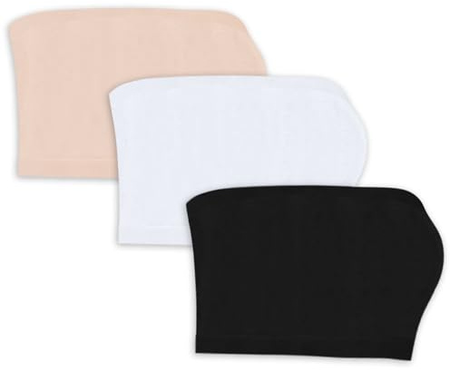 Fgdui 3PCS Women Bandeau Bra Soft Ladies Boob Tubes Non Padded Tube Top Bra for Women Suitable for Women's Fashion Matching