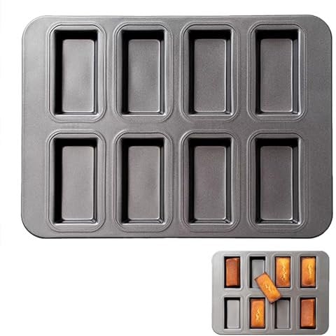 ZFRITP Molde Mini Cake, Molde Financiero Metal 8 Agujeros Placa Mini Financieros - 25.5 X 20 Cm - Revestimiento Antiadhesivo, Acero Al Carbono De Calidad Alimentaria Cake Pan